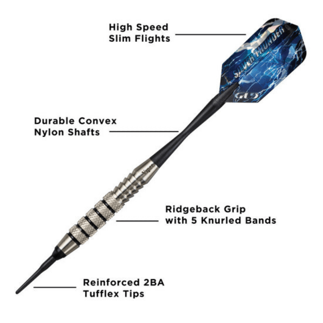 Viper Silver Thunder Soft Tip Darts-Darts-Game Room Shop-18g (5 Knurled Rings)-Game Room Shop