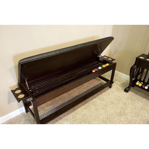 C.L. Bailey Winslow Billiards Storage Bench with Drink and Cue Holders - Game Room Shop