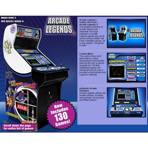 Image of Chicago Gaming  Arcade Legends 3 Upright Arcade Game Machine with 130 Games - Game Room Shop