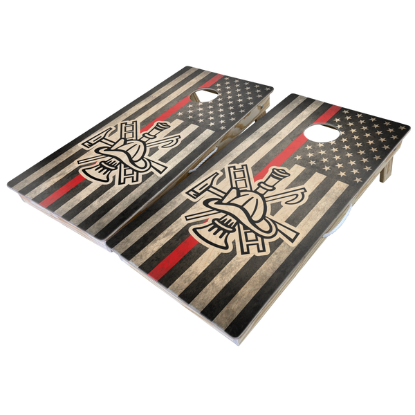 First Responders Theme Cornhole Boards-Cornhole-WGC-Standard Series-Firefighter Logo Flag-Game Room Shop