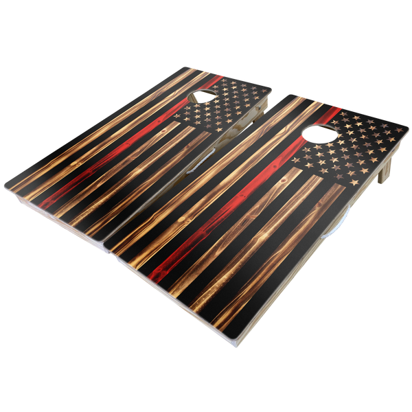 First Responders Theme Cornhole Boards-Cornhole-WGC-Standard Series-Firefighter Wooden Flag-Game Room Shop