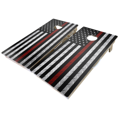 First Responders Theme Cornhole Boards-Cornhole-WGC-Standard Series-Stainless Steel Firefighter Flag-Game Room Shop