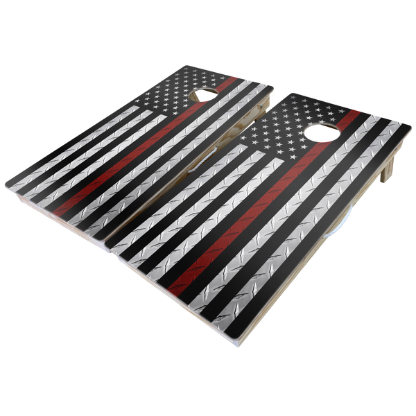 First Responders Theme Cornhole Boards-Cornhole-WGC-Standard Series-Stainless Steel Firefighter Flag-Game Room Shop