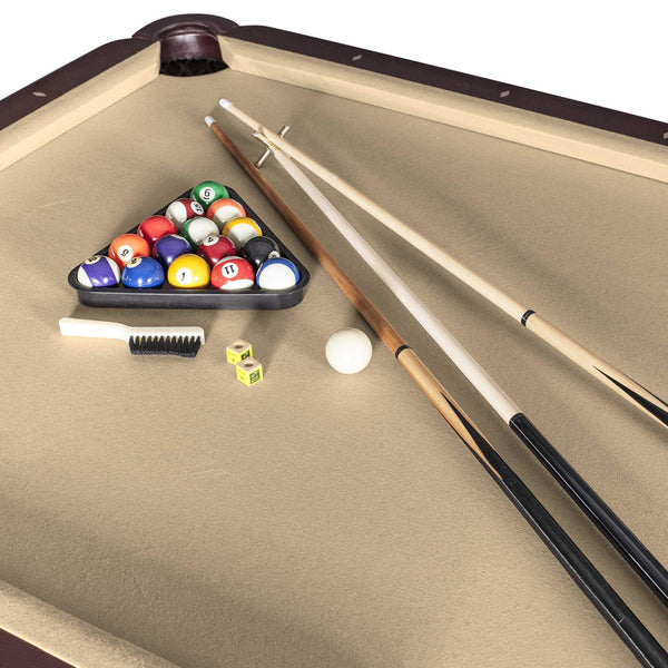 Hathaway Carmelli Augusta 8' Non-Slate Pool Table - Mahogany or Walnut Finish-Billiards-Hathaway Games-Mahogany/Burgundy-Game Room Shop