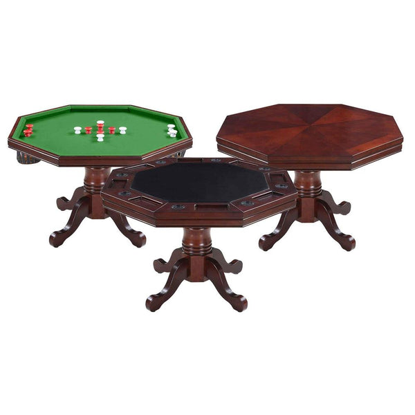 Hathaway Carmelli Kingston Oak 3-in-1 Poker Table w/ 4 Arm Chairs - Game Room Shop