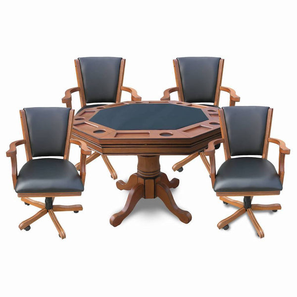 Hathaway Carmelli Kingston Oak/Walnut 3-in-1 Poker Table w/ 4 Arm Chairs-Poker Tables-Hathaway Games-Oak-Game Room Shop