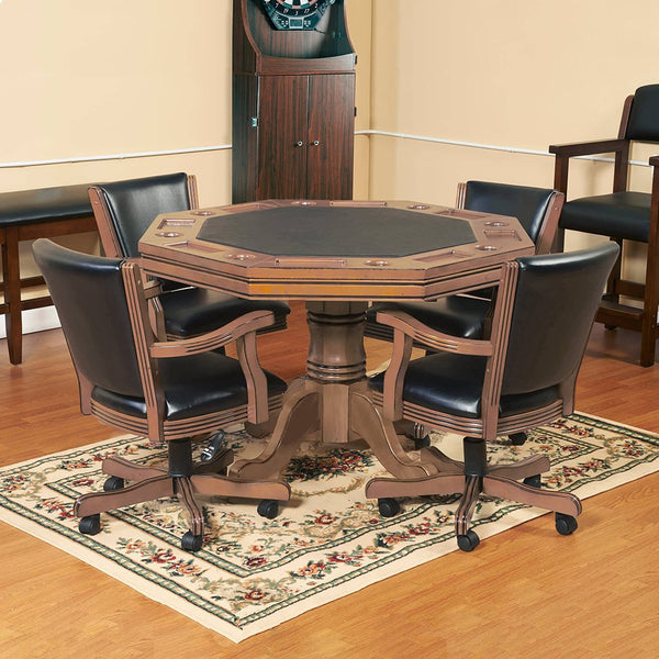 Hathaway Carmelli Kingston Oak/Walnut 3-in-1 Poker Table w/ 4 Arm Chairs-Poker Tables-Hathaway Games-Oak-Game Room Shop