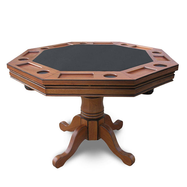 Hathaway Carmelli Kingston Oak/Walnut 3-in-1 Poker Table w/ 4 Arm Chairs-Poker Tables-Hathaway Games-Oak-Game Room Shop