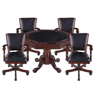 Hathaway Carmelli Kingston Oak 3-in-1 Poker Table w/ 4 Arm Chairs - Game Room Shop