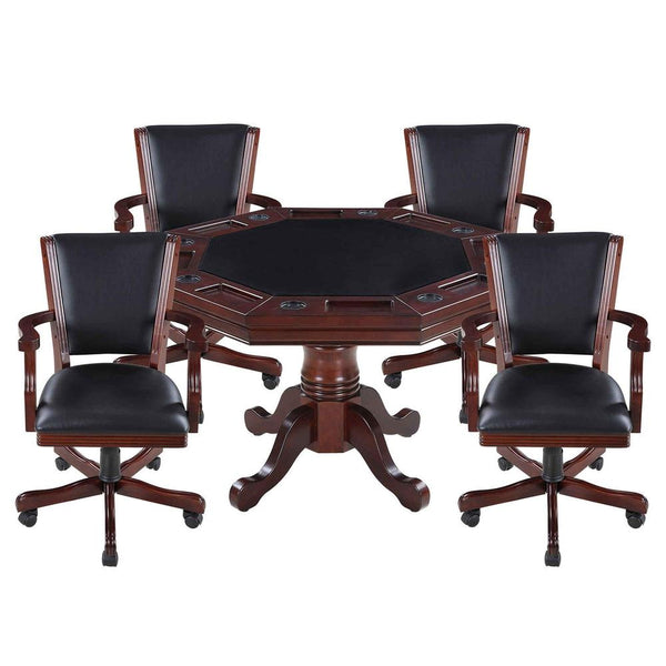 Hathaway Carmelli Kingston Oak 3-in-1 Poker Table w/ 4 Arm Chairs - Game Room Shop