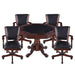 Hathaway Carmelli Kingston Oak 3-in-1 Poker Table w/ 4 Arm Chairs - Game Room Shop