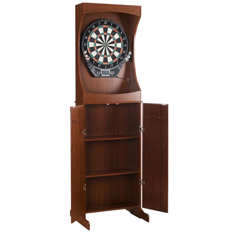 Image of Hathaway Carmelli Outlaw Free Standing Dartboard & Cabinet Set - Cherry Finish - Game Room Shop