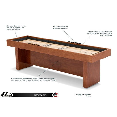 Image of Hudson Berkeley Shuffleboard Table 9'-22' with Custom Stain Options - Game Room Shop