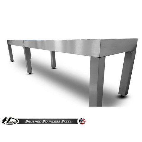 Image of Hudson Brushed Stainless Steel Shuffleboard Table 9'-22' Lengths with Custom Stain Options - Game Room Shop