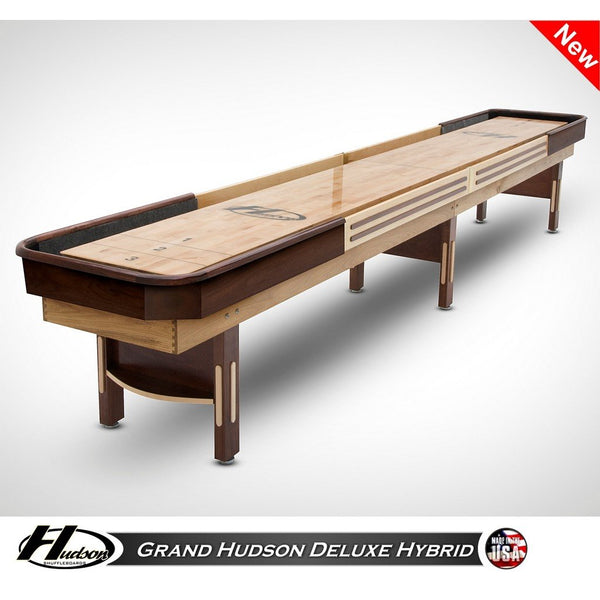 Hudson Deluxe Hybrid Shuffleboard Table 9'-22' Lengths with Custom Stain Options - Game Room Shop