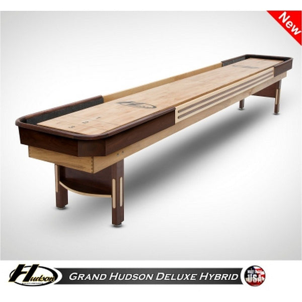 Hudson Deluxe Hybrid Shuffleboard Table 9'-22' Lengths with Custom Stain Options - Game Room Shop