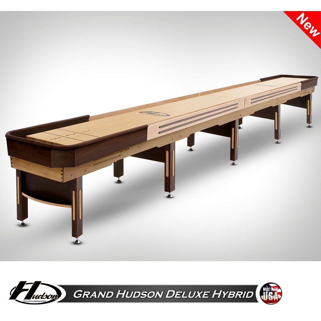 Hudson Deluxe Hybrid Shuffleboard Table 9'-22' Lengths with Custom Stain Options - Game Room Shop