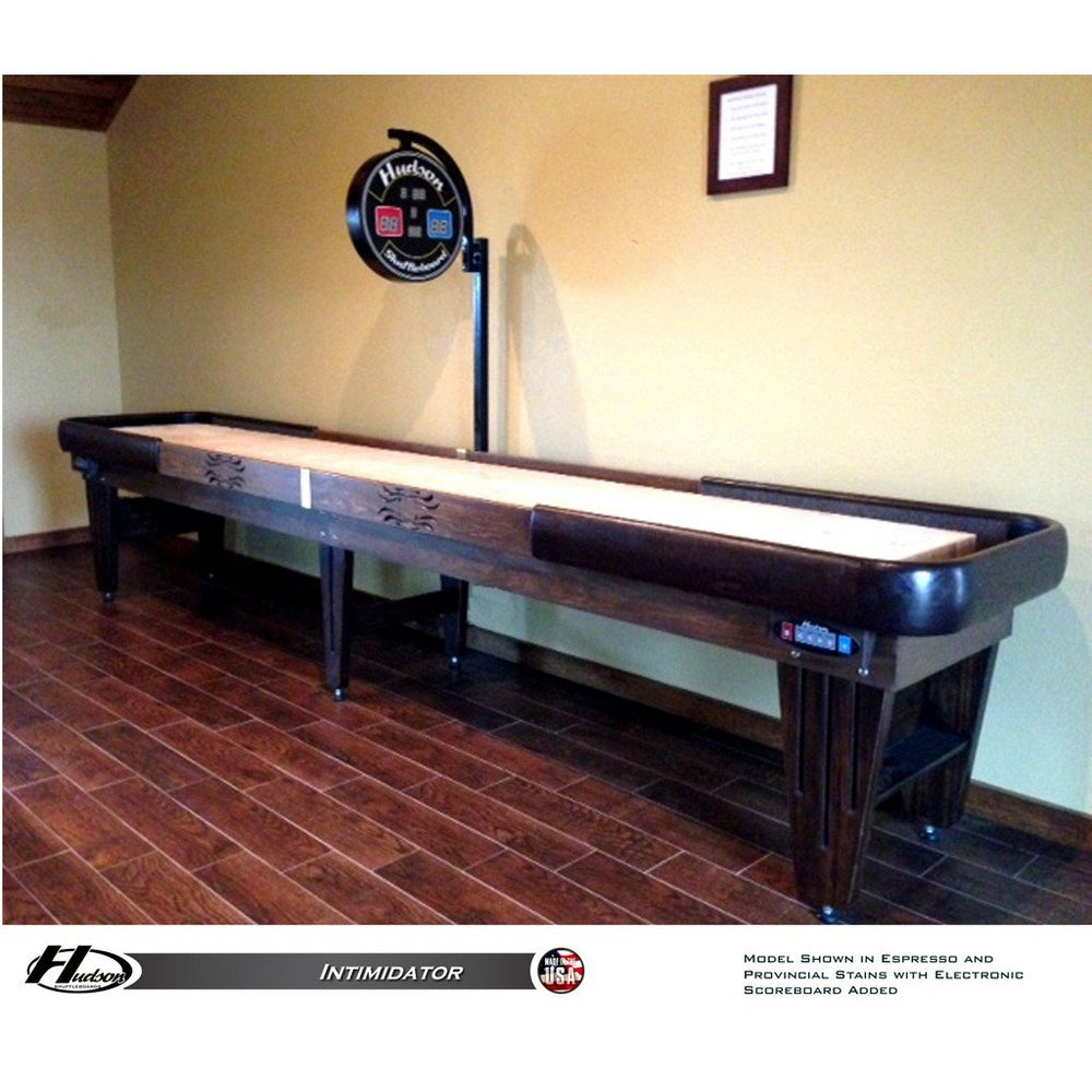 Hudson Intimidator Shuffleboard Table 9'-22' Lengths with Custom Stain Options - Game Room Shop