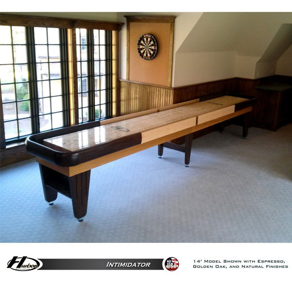 Hudson Intimidator Shuffleboard Table 9'-22' Lengths with Custom Stain Options - Game Room Shop