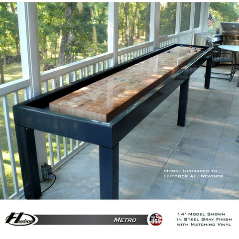 Hudson Metro Shuffleboard Table 9'-22' Lengths with Custom Stain Options - Game Room Shop