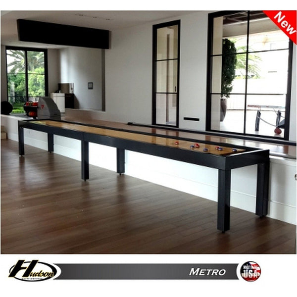 Hudson Metro Shuffleboard Table 9'-22' Lengths with Custom Stain Options - Game Room Shop