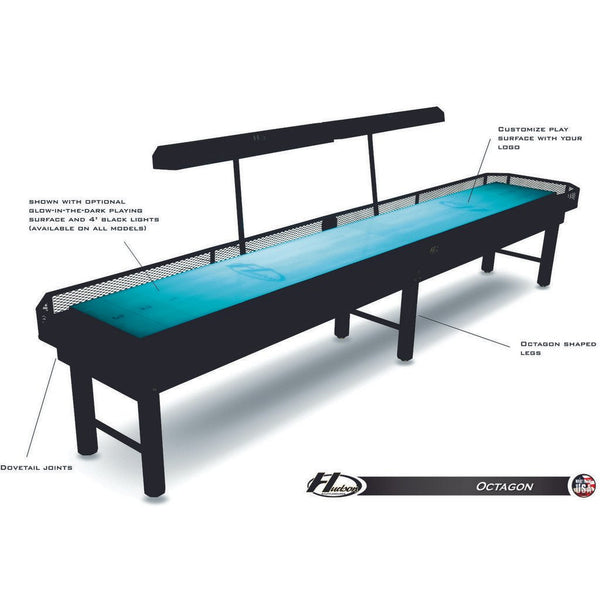 Hudson Octagon Shuffleboard Table 9'-22' Lengths with Custom Stain Options - Game Room Shop