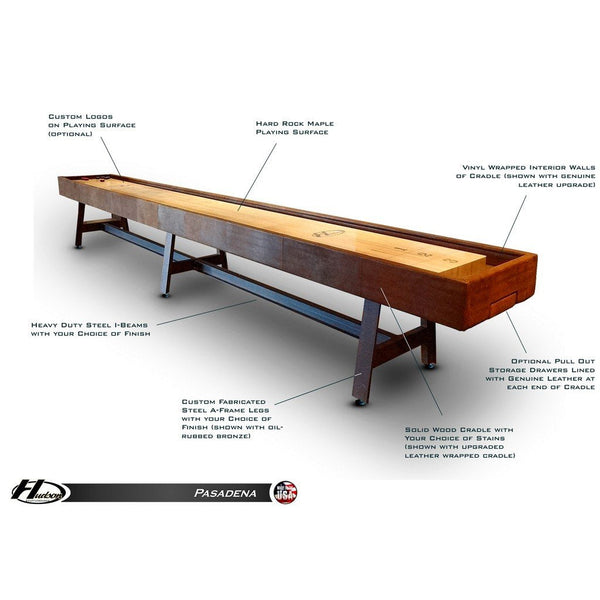 Hudson Pasadena Shuffleboard Table 9'-22' Lengths with Custom Stain Options - Game Room Shop