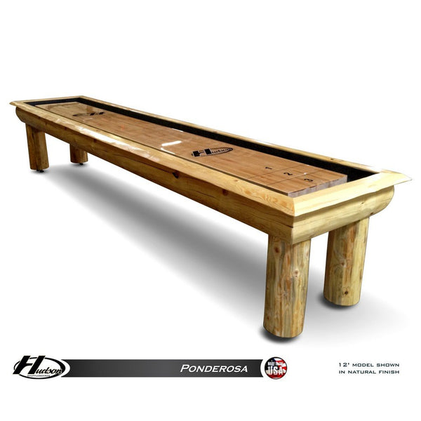 Hudson Ponderosa Shuffleboard Table 9'-22' Lengths with Custom Stain Options - Game Room Shop