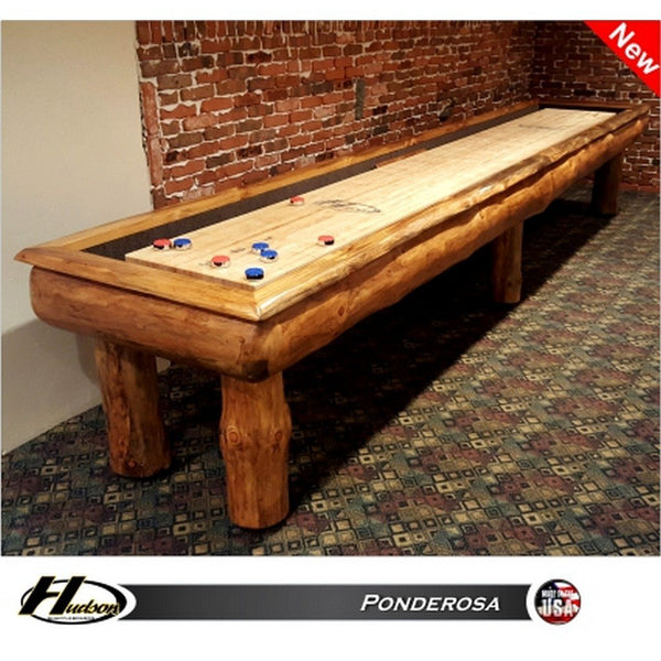 Hudson Ponderosa Shuffleboard Table 9'-22' Lengths with Custom Stain Options - Game Room Shop