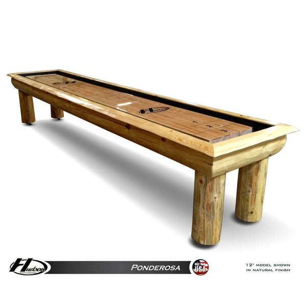 Hudson Ponderosa Shuffleboard Table 9'-22' Lengths with Custom Stain Options - Game Room Shop