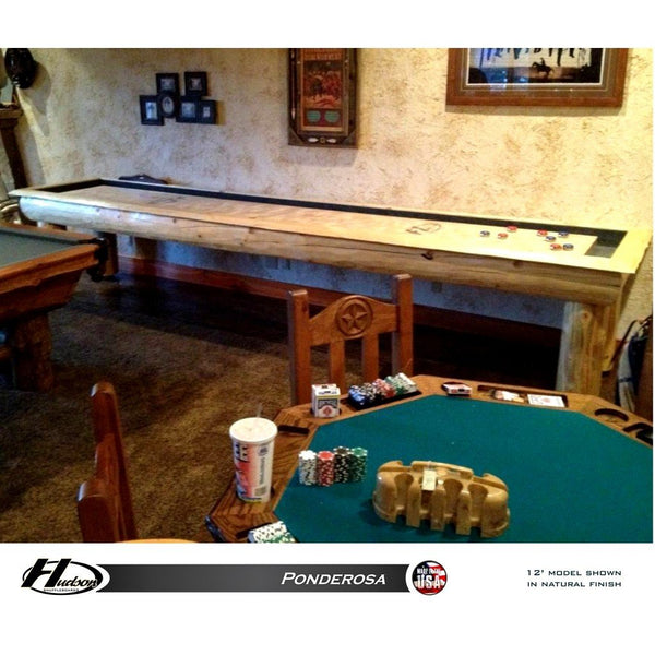 Hudson Ponderosa Shuffleboard Table 9'-22' Lengths with Custom Stain Options - Game Room Shop