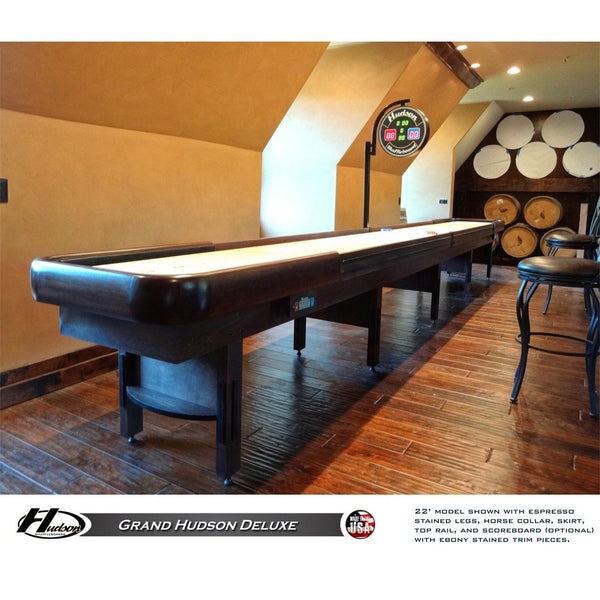 Hudson Shuffleboard Grand Hudson Deluxe 9'-22' Lengths with Custom Stain Options - Game Room Shop