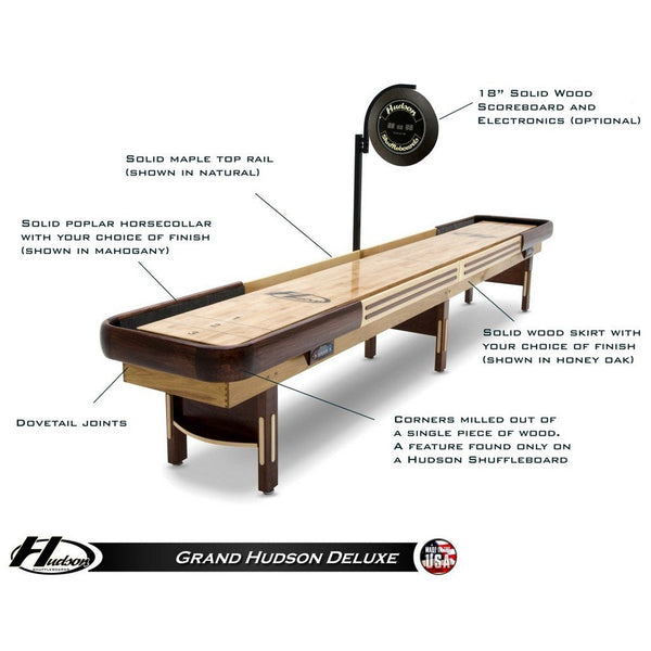 Hudson Shuffleboard Grand Hudson Deluxe 9'-22' Lengths with Custom Stain Options - Game Room Shop