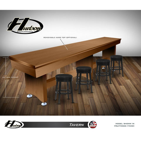 Image of Hudson Tavern Shuffleboard Table 9'-22' Lengths with Custom Stain Options - Game Room Shop