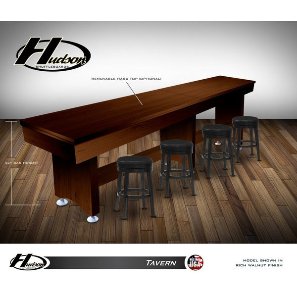 Hudson Tavern Shuffleboard Table 9'-22' Lengths with Custom Stain Options - Game Room Shop