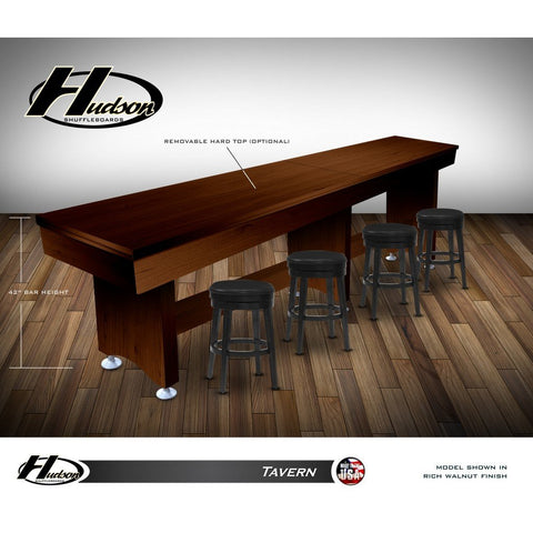 Image of Hudson Tavern Shuffleboard Table 9'-22' Lengths with Custom Stain Options - Game Room Shop