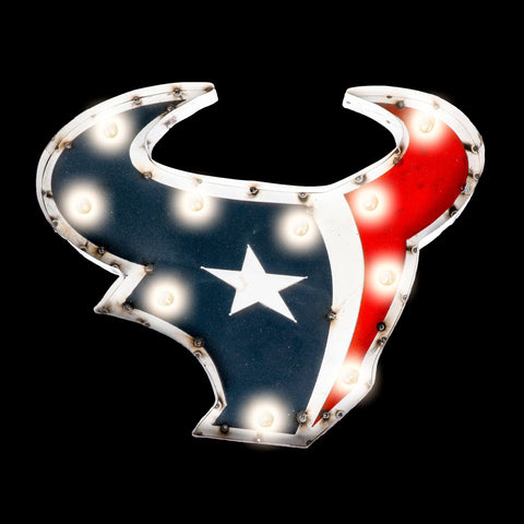 Image of NFL Lighted Recycled Metal Sign (Various Teams)-Decor-Imperial-HOUSTON TEXANS-Logo-Game Room Shop