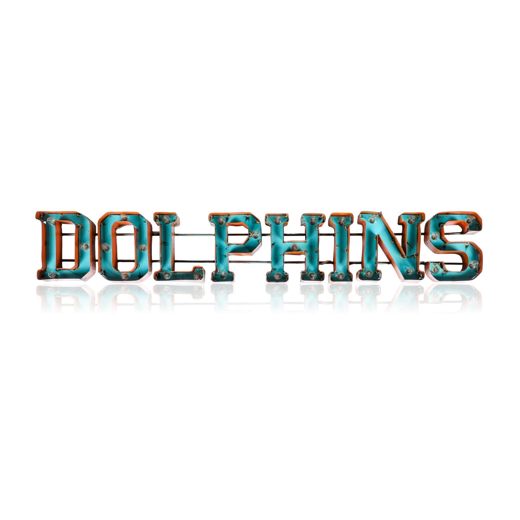 NFL Lighted Recycled Metal Sign (Various Teams)-Decor-Imperial-MIAMI DOLPHINS-Team-Game Room Shop