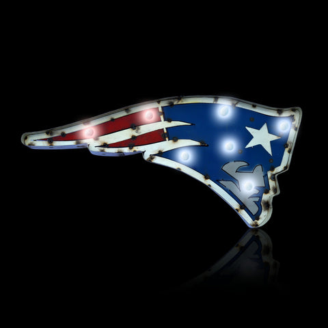 Image of NFL Lighted Recycled Metal Sign (Various Teams)-Decor-Imperial-NEW ENGLAND PATRIOTS-Logo-Game Room Shop