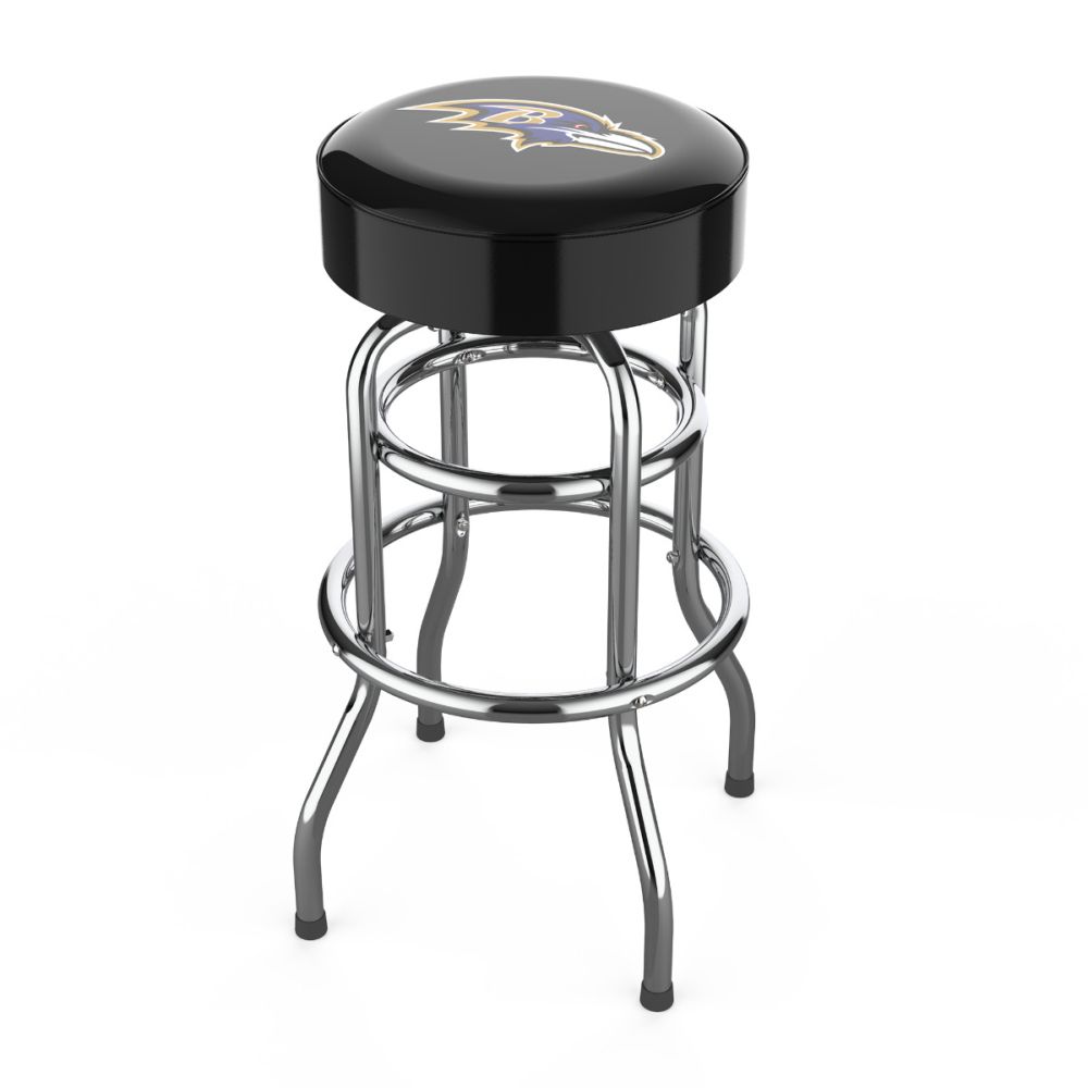 Imperial NFL Licensed Chrome bar stools (Various Teams)-Bar Stool-Imperial-BALTIMORE RAVENS-Game Room Shop