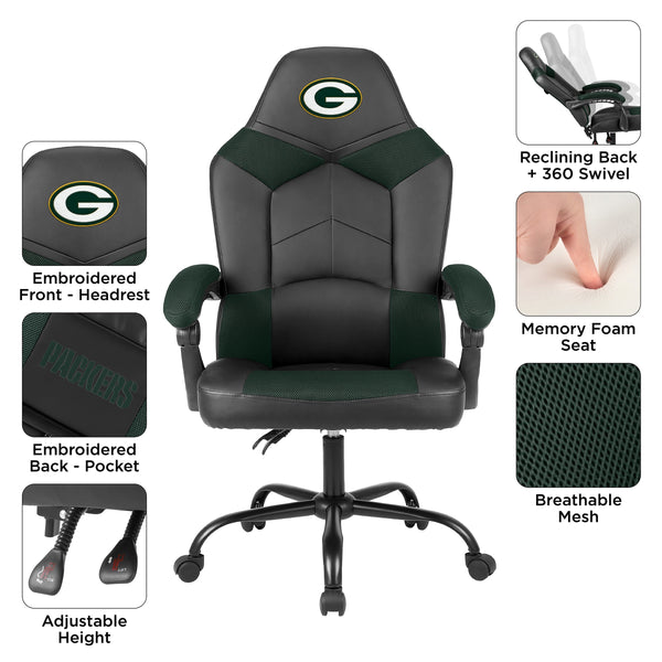 Imperial NFL Licensed Oversized Office Chair-Gaming Chair-Imperial-Green Bay Packers-Game Room Shop