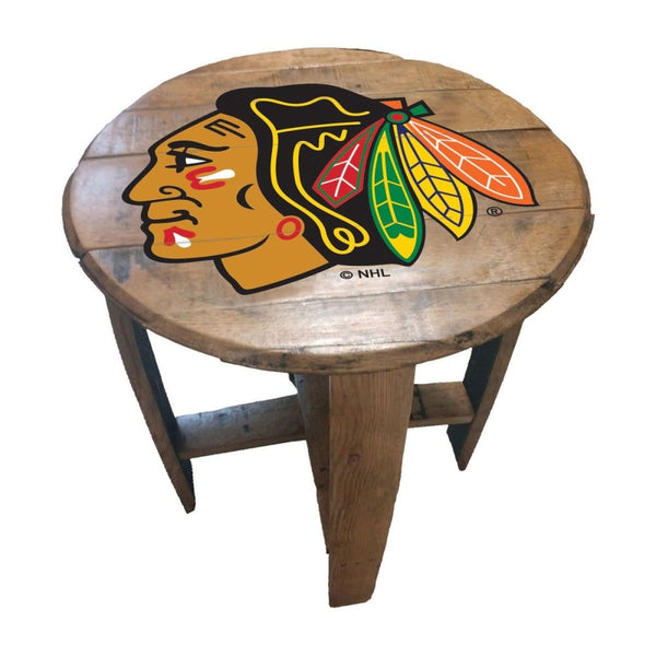 Imperial Oak Barrel Table (Various Teams)-Furniture-Imperial-CHICAGO BLACKHAWKS-NFL-Game Room Shop