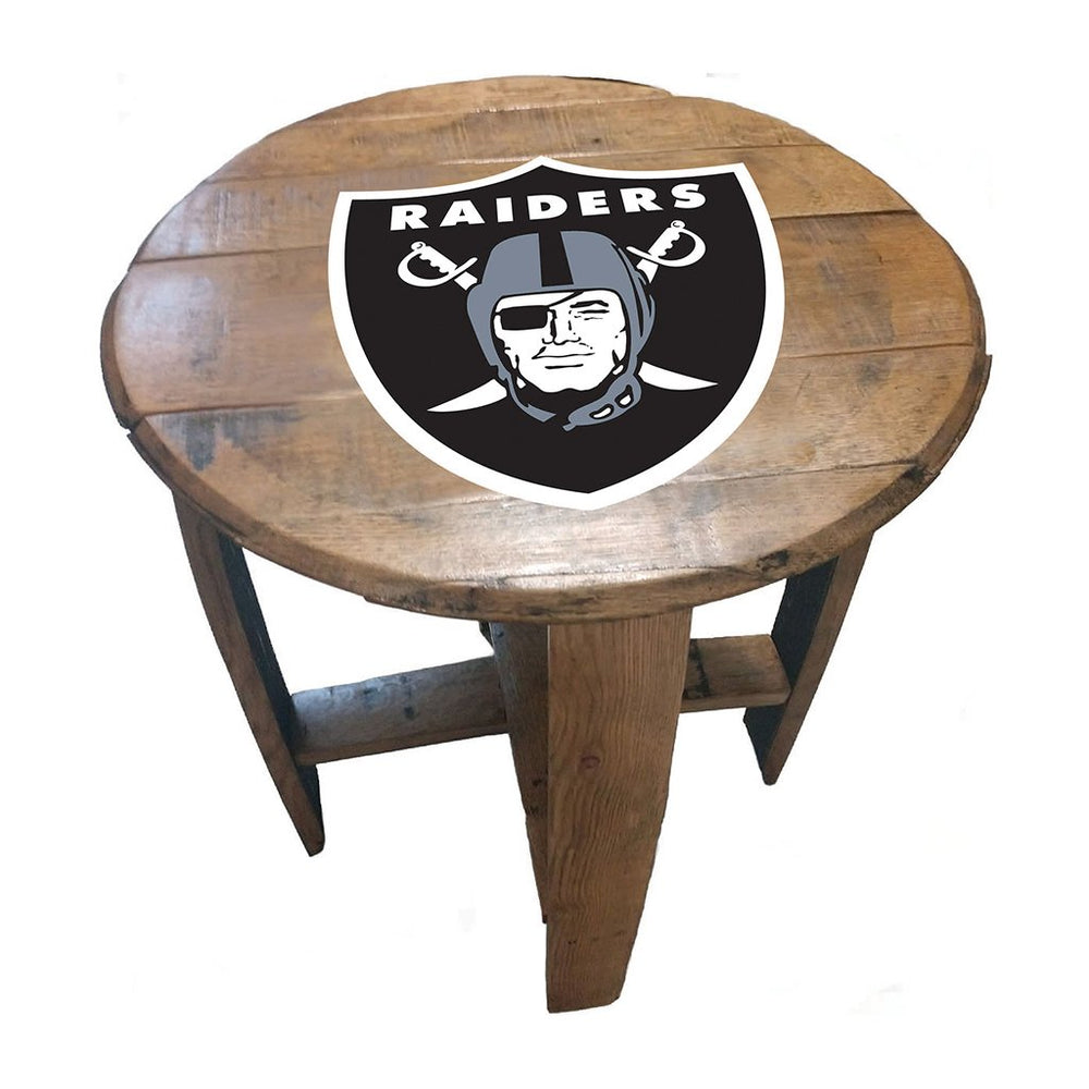 NFL MLB Oak Barrel Table (Various Teams)-Furniture-Imperial-LAS VEGAS RAIDERS-NFL-Game Room Shop