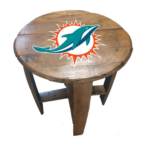 NFL MLB Oak Barrel Table (Various Teams)-Furniture-Imperial-MIAMI DOLPHINS-NFL-Game Room Shop