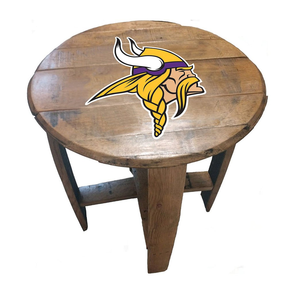 NFL MLB Oak Barrel Table (Various Teams)-Furniture-Imperial-MINNESOTA VIKINGS-NFL-Game Room Shop