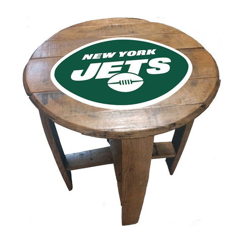 NFL MLB Oak Barrel Table (Various Teams)-Furniture-Imperial-NEW YORK JETS-NFL-Game Room Shop