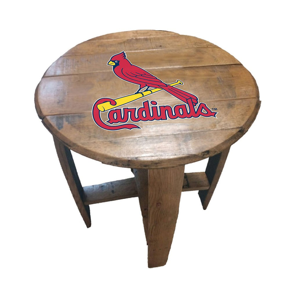 NFL MLB Oak Barrel Table (Various Teams)-Furniture-Imperial-ST. LOUIS CARDINALS-MLB-Game Room Shop