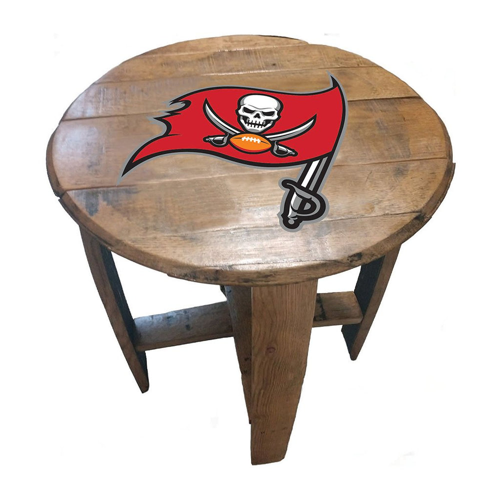 NFL MLB Oak Barrel Table (Various Teams)-Furniture-Imperial-TAMPA BAY BUCCANEERS-NFL-Game Room Shop