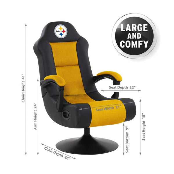 NFL Ultra Gaming Chair with Bluetooth Speakers in Black - Game Room Shop