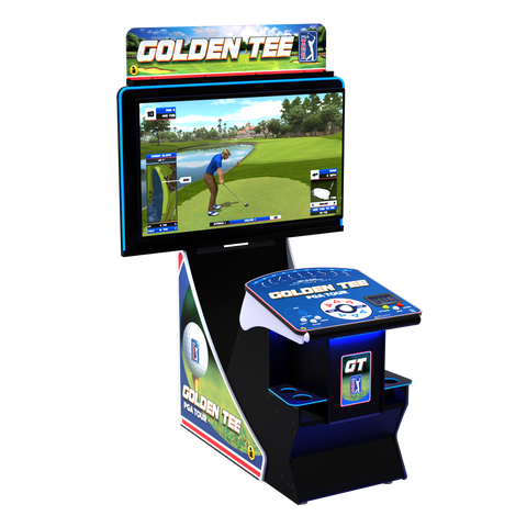 Incredible Technologies Golden Tee PGA TOUR Home Edition-Arcade Games-Incredible Technologies-Deluxe-Side to Front View-Game Room Shop